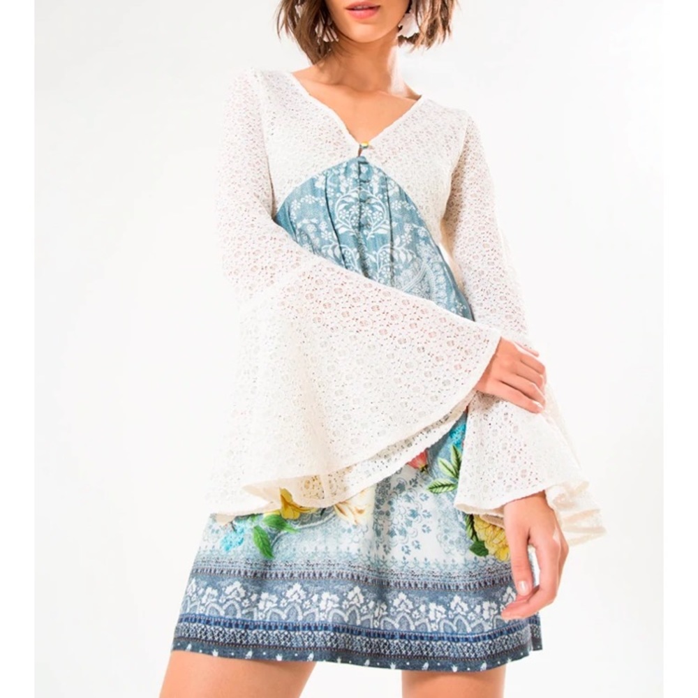 Farm ROSEBLUSH LACE MINI DRESS